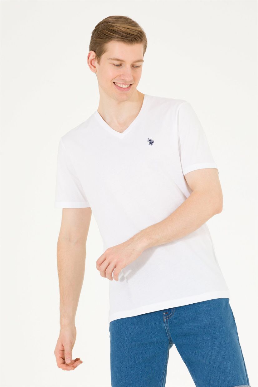 White v store neck polo